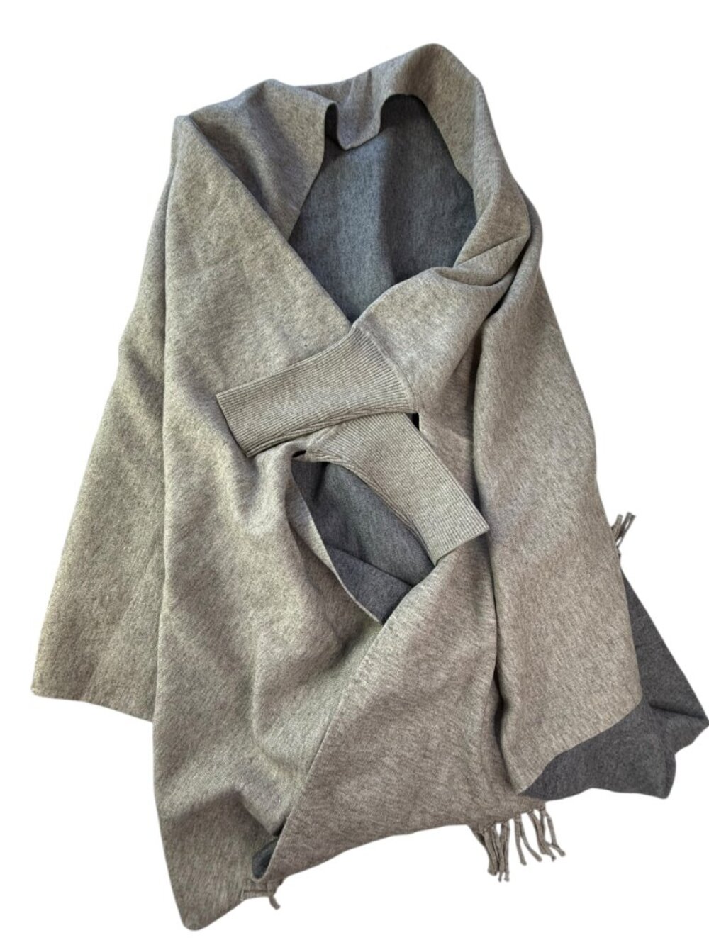 New NWT Seraphine Maternity Shawl Wrap Oversized Sweater w/ Sleeves Brown gray. - Picture 2 of 11